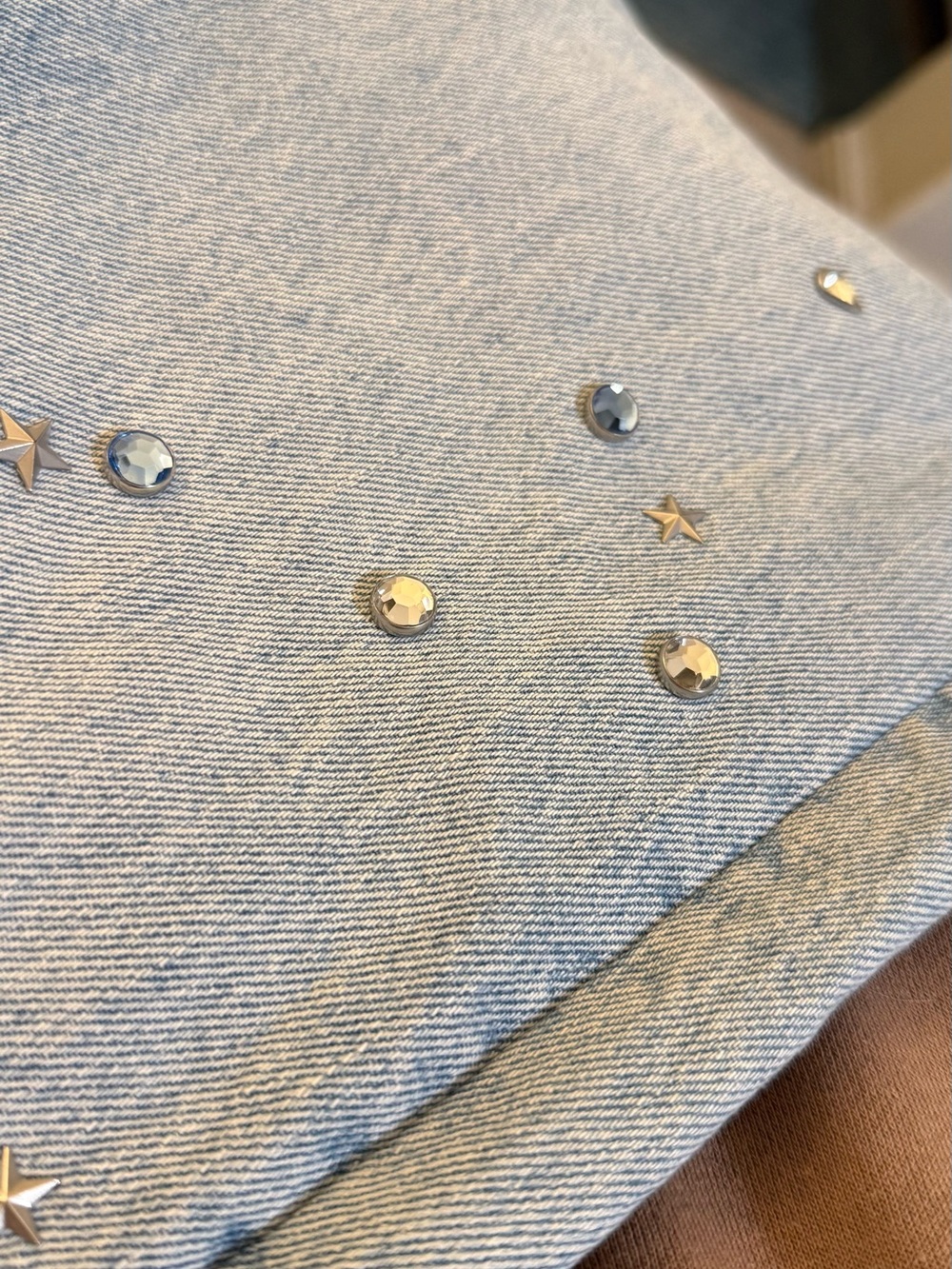 Levi’s Premium 501 Light Wash Studded Rhinestone Denim Jeans 26x30 - Picture 4 of 8